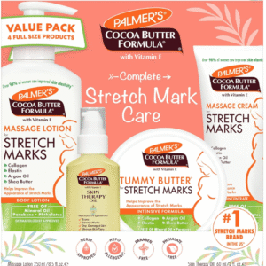 Palmer's Cocoa Butter Formula Pregnancy Skin Care Kit for Stretch Marks and Scars, Dermatologist Approved, Gift for Mom to Be, 4 Piece Full Size Set