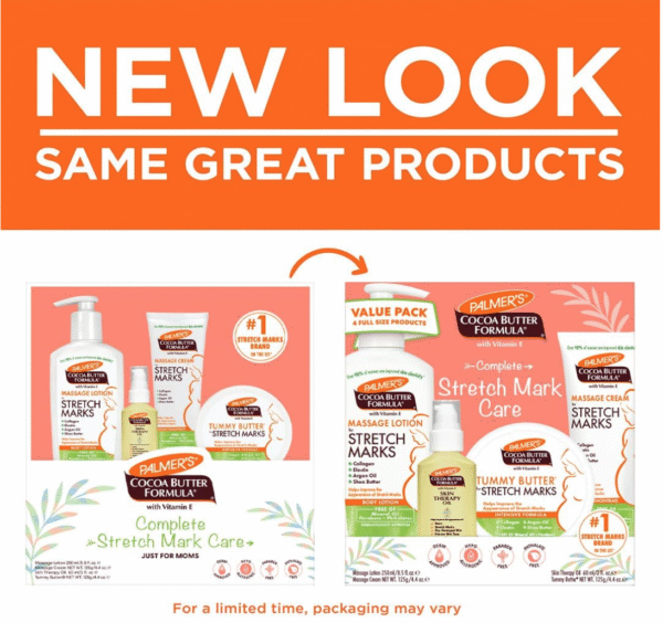 Palmer's Cocoa Butter Formula Pregnancy Skin Care Kit for Stretch Marks and Scars, Dermatologist Approved, Gift for Mom to Be, 4 Piece Full Size Set - Image 7