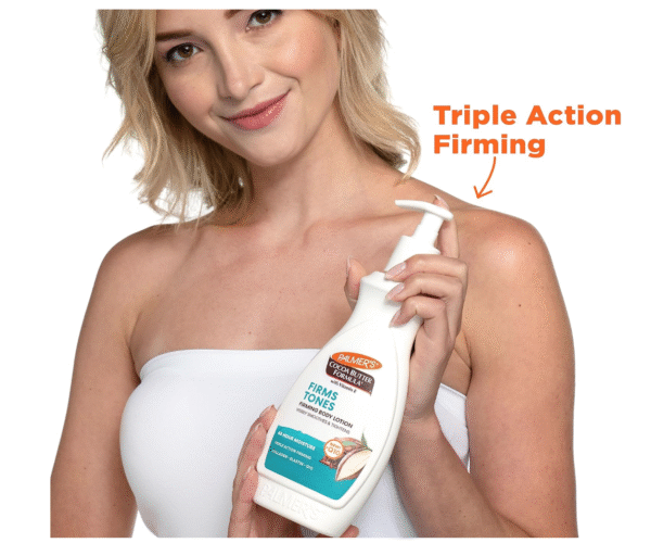 Palmer's Cocoa Butter Formula Skin Firming Body Lotion, Toning & Tightening Cream with Q10, Collagen & Elastin, Pump Bottle, 13.5 Oz. - Image 4