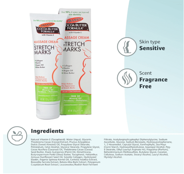 Palmer's Cocoa Butter Formula Massage Cream for Stretch Marks-Reduce Appearance of Scars & Stretch marks-125g - Image 7