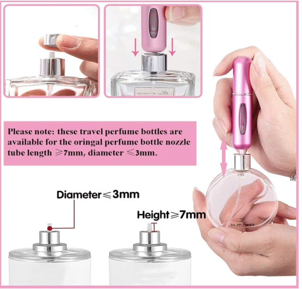 Perfume Atomiser Refillable 5 Pcs Travel Bottle Mini ML Atomizer Spray Portable Empty Fragrance Container for Aftershave Holiday and Night Out - Image 4