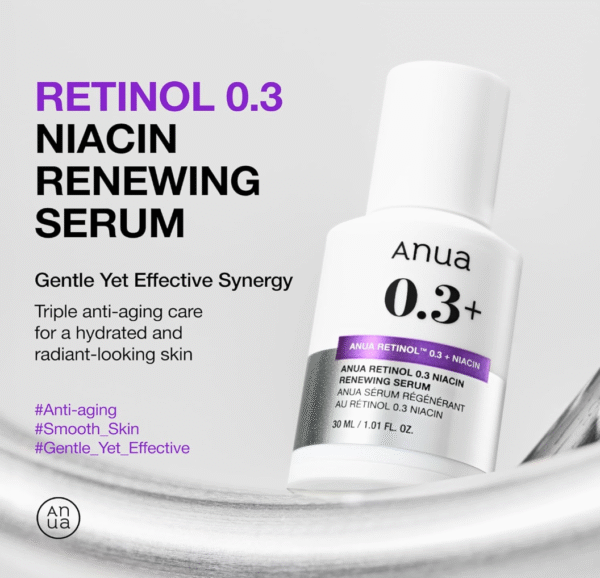 ANUA Retinol 0.3 Niacin Renewing Serum, For Anti-Aging with Hydration, Textured & Glass skin, 5% Niacinamide, Retinol For Face, Gentle for Beginner, Korean Skin Care, 30ml /1.01 fl.oz. - Image 4