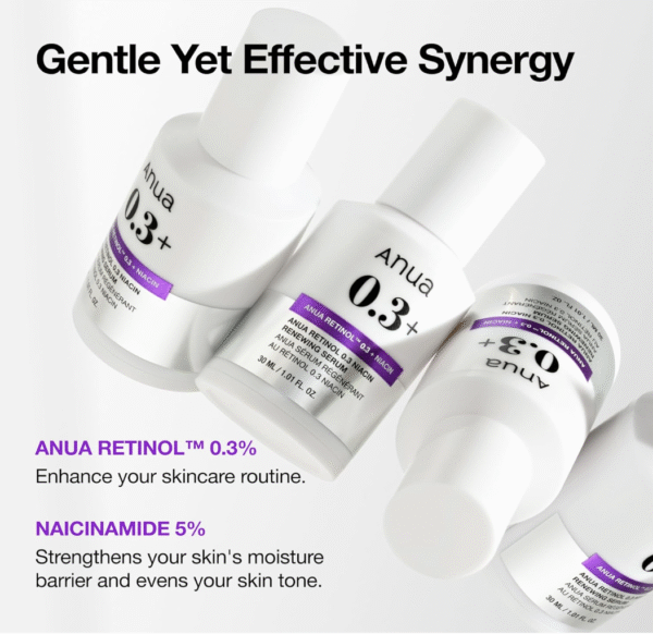 ANUA Retinol 0.3 Niacin Renewing Serum, For Anti-Aging with Hydration, Textured & Glass skin, 5% Niacinamide, Retinol For Face, Gentle for Beginner, Korean Skin Care, 30ml /1.01 fl.oz. - Image 3