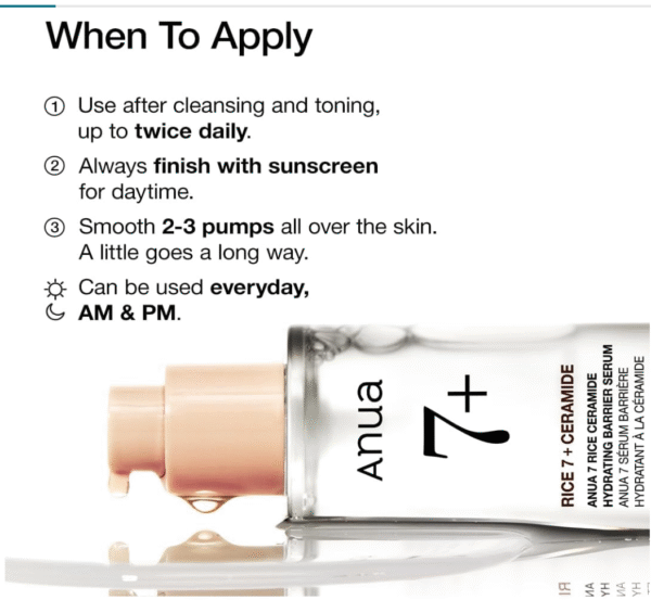 ANUA Rice Ceramide 7 Hydrating Barrier Serum - Image 6