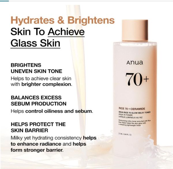 ANUA Rice 70 Glow Milky Toner - Image 3