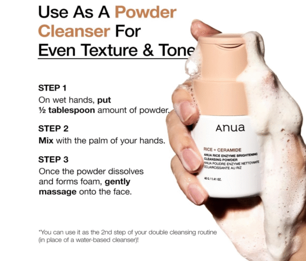 ANUA Rice Enzyme Brightening Cleansing Powder, Korean Skincare - Image 4