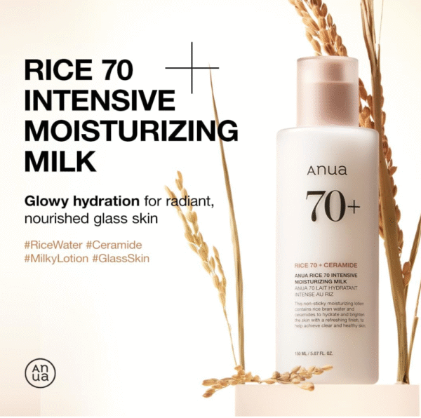 ANUA Rice 70 Intensive Moisturizing Milk, Lotion for Deep Hydration and Nourishing, Glowy Glass Skin, Rice Water, Niacinamide, Ceramides, Lightweight, Korean Skincare, 150ml/ 5.07 fl.oz. - Image 3