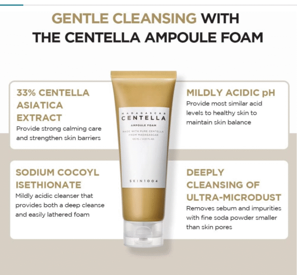 SKIN1004 Madagascar Centella Ampoule Foam, 125mL | Mild and Soothing Face Cleanser with Centella Asiatica Extract | Hydrates and Nourishes Skin | Deep Cleansing Foam - Image 4