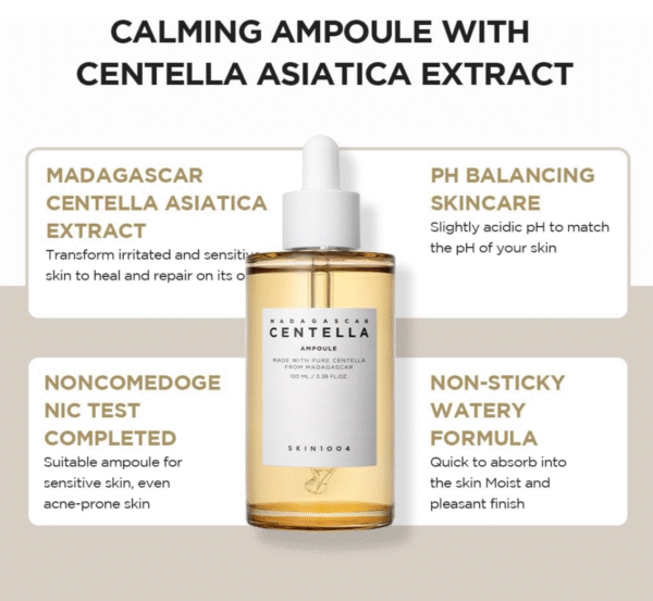 Ampoule Facial Serum 1.01 fl.oz(30ml) | 100% Centella Asiatica Extract for Soothing Sensitive and Acne-prone Skin (Ampoule 100ml)
