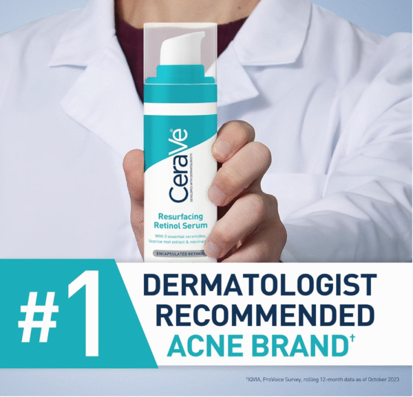 CERAVE RESURFACING RETINOL SERUM TO REDUCE THE APPEARANCE OF POST-ACNE MARKS AND PORES WITH RETINOL, LICORICE ROOT EXTRACT & NIACINAMIDE 30ML - Image 3