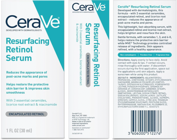 CERAVE RESURFACING RETINOL SERUM TO REDUCE THE APPEARANCE OF POST-ACNE MARKS AND PORES WITH RETINOL, LICORICE ROOT EXTRACT & NIACINAMIDE 30ML - Image 7