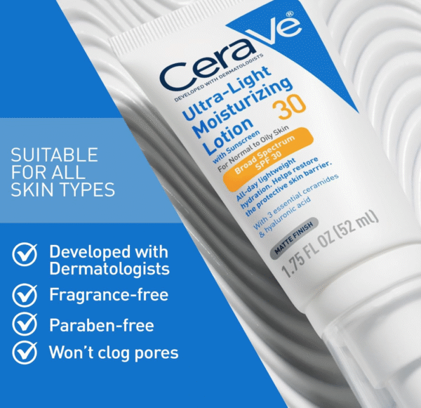 eraVe Moisturizing Lotion SPF 30| Sunscreen and Face Moisturizer with Hyaluronic Acid & Ceramides | Oil Free | 1.7 Ounce - Image 4