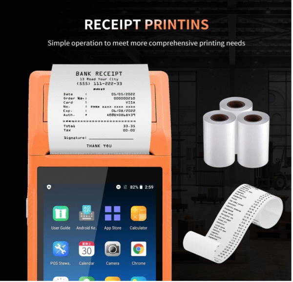 NETUM Handheld PDA Android 11.0 POS Terminal with Receipt Printer, Data Collector, Portable Barcode Scanner, Handheld Bluetooth USB WiFi BT4.0, Includes 58 * 35 Paper Scroll - Image 9