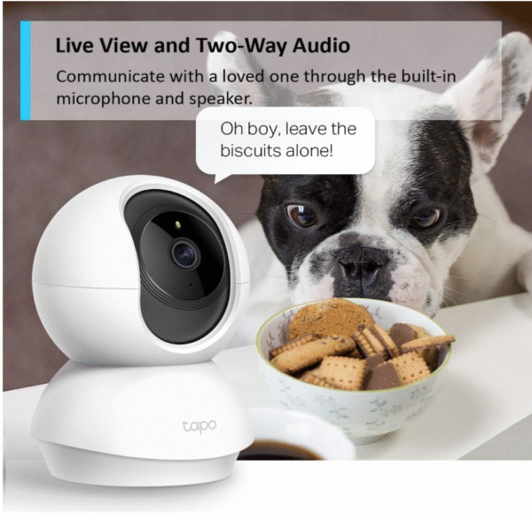 TP-Link Tapo Pan/Tilt Smart Security Camera, Indoor CCTV, 360 Rotational Views, Works with Alexa&Google Home, No Hub Required, 1080p, 2-Way Audio, Night Vision, SD Storage, Device Sharing (TC70) - Image 3