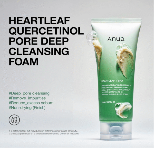 ANUA Heartleaf Quercetinol Pore Deep Cleansing Foam, Facial Cleanser, for Double Cleansing, BHA, Hyaluronic Acid, Glycerin, Face Wash, Blackhead Remover, (150ml/5.07 fl.oz.) - Image 3
