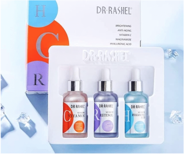 Dr Rashel Vitamin C, Retinol & Hyaluronic Acid Complete Facial Serum Moisturizing Repair Set, Size (1.01 oz x 3 Pack Face Serum) - Image 8
