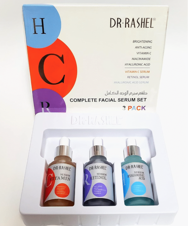 Dr Rashel Vitamin C, Retinol & Hyaluronic Acid Complete Facial Serum Moisturizing Repair Set, Size (1.01 oz x 3 Pack Face Serum) - Image 2