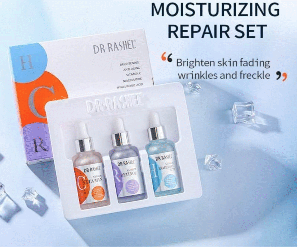 Dr Rashel Vitamin C, Retinol & Hyaluronic Acid Complete Facial Serum Moisturizing Repair Set, Size (1.01 oz x 3 Pack Face Serum) - Image 6