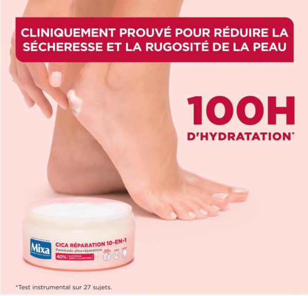 Mixa Expert Peau Sensible - Pommade Ultra-Réparatrice Cica Réparation 10-en-1 - Peaux Extra Sèches et Rugosités - Pieds, Genoux, Mains, Coudes - 100H d'Hydratation - Hypoallergénique - 150 ml - Image 3