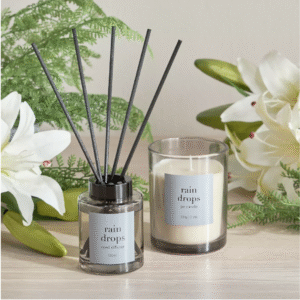 Asasi Rain Drops Scented Candle and Diffuser