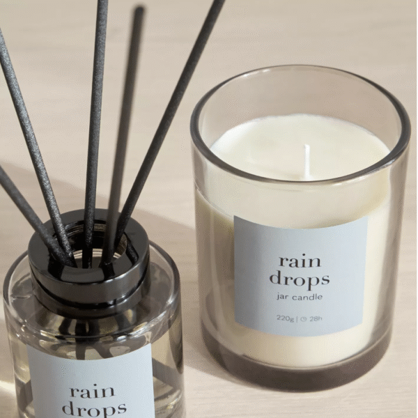 Asasi Rain Drops Scented Candle and Diffuser Gift Set - 28hr - Image 4