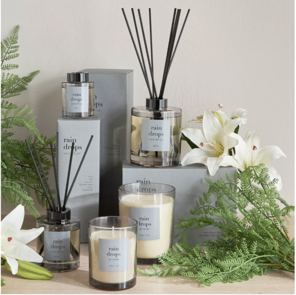 Asasi Rain Drops Scented Candle and Diffuser