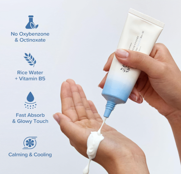 Beauty of Joseon Relief Sun Aqua-Fresh Crème solaire Riz + Panthénol SPF 50+ PA++++ Protecteur UV quotidien léger pour peaux sensibles à tendance acnéique Soins de la peau coréens pour hommes et femmes 50 ml - Image 6